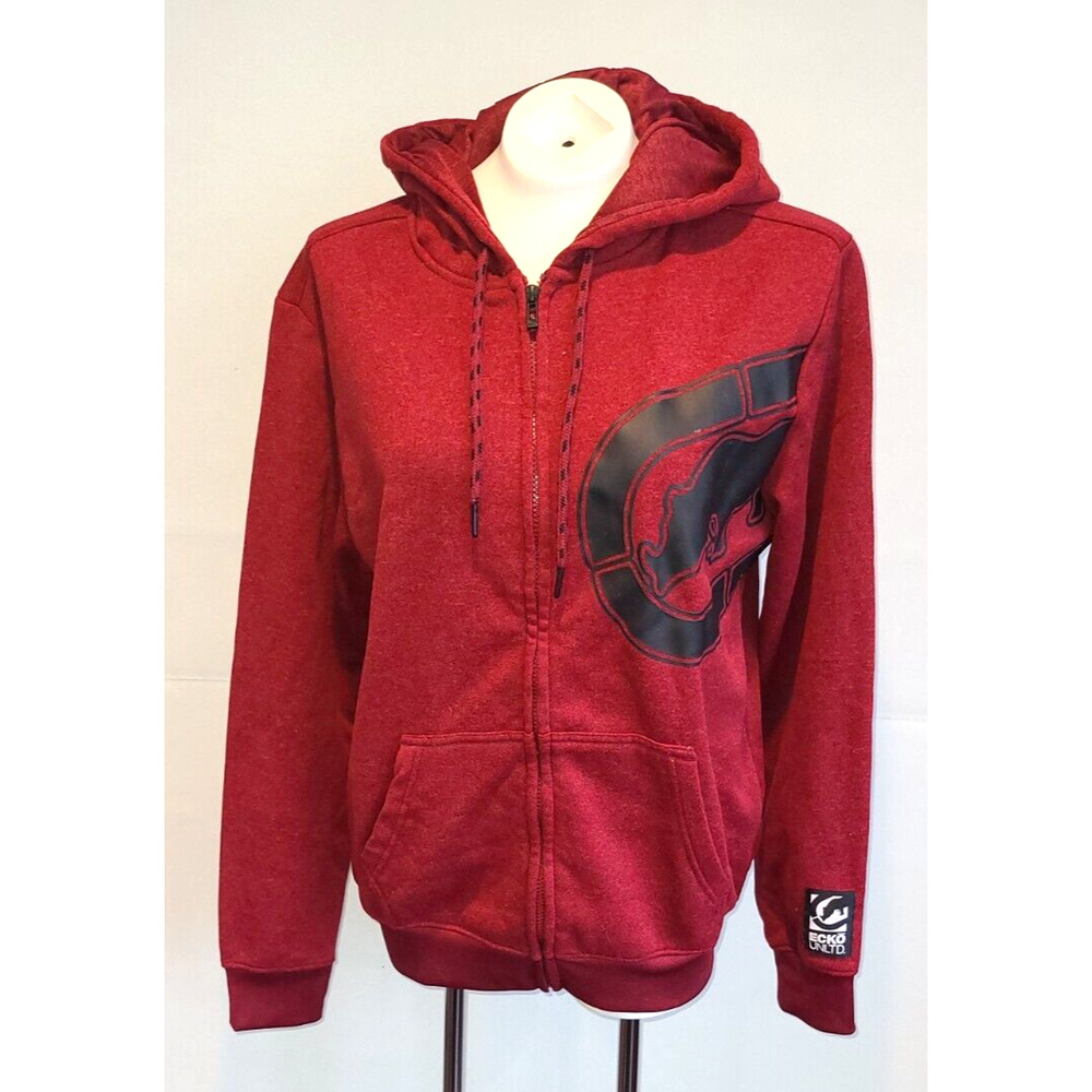 Ecko‎ Unltd Mens Rhino Logo Full Zip Hoodie Burgundy Red Heathered Small